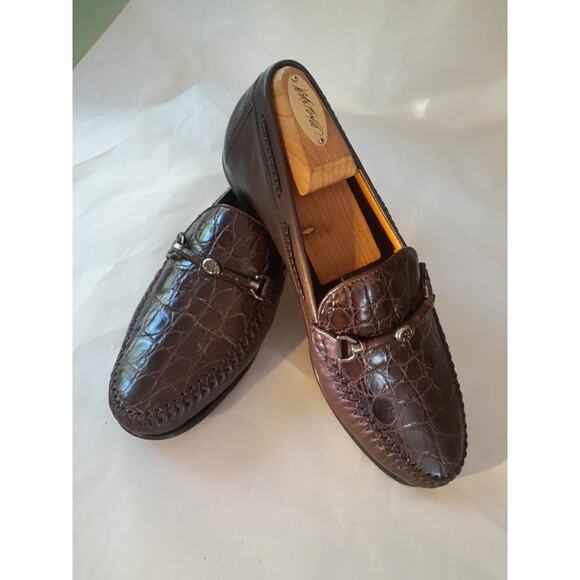 Mezlan Men\'s Loafers 8.5 M Brown Crocodile Leather Hors Bit Logo Slip On Shoes main image 12
